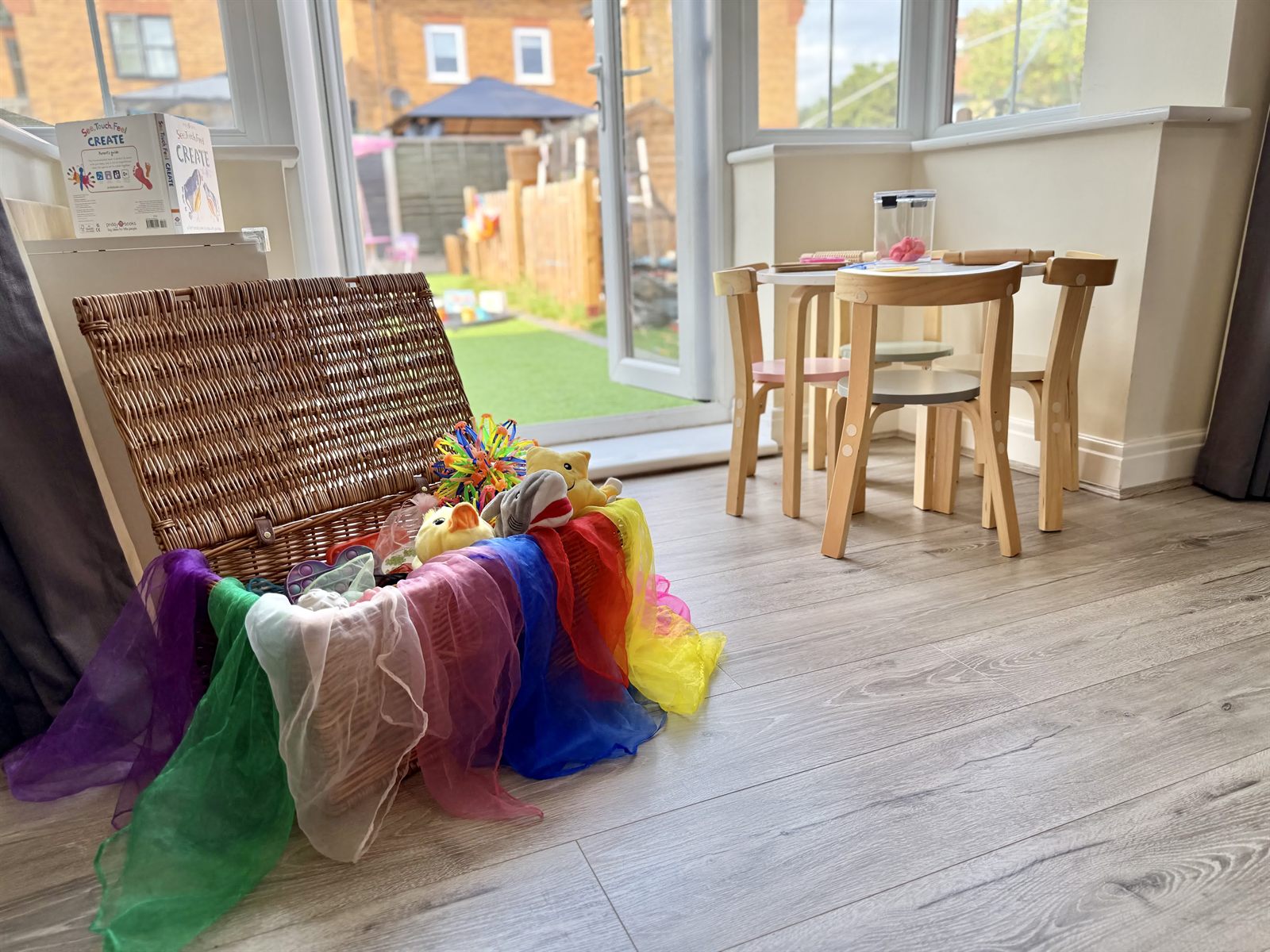 The light table with rainbow play silks